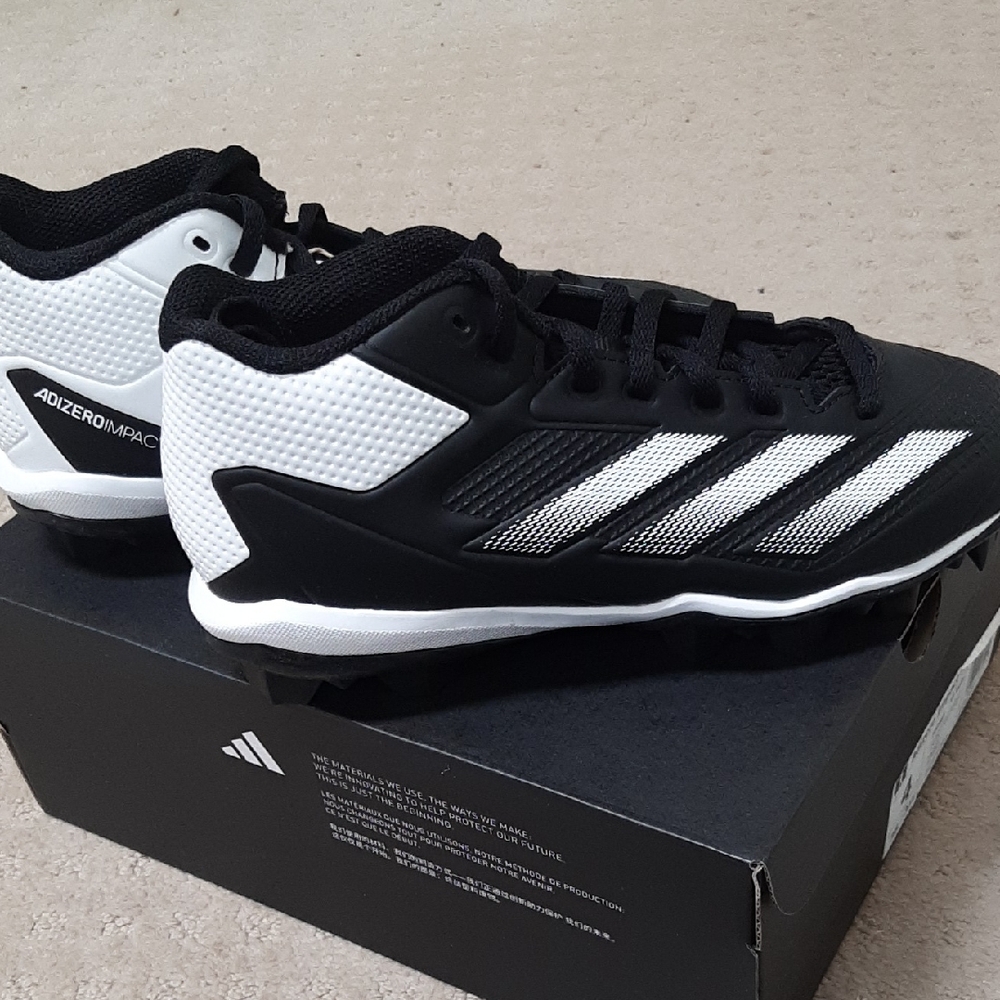 adidas Black and White Baseball Cleats with Three Stripes NWT